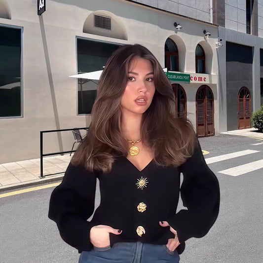 Dames Élégant Blazer-Haut avec détails de boutons décoratifs Chic und Stil