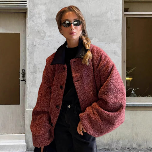 Dames hoodie surdimensionné avec grand col Chic und Stil