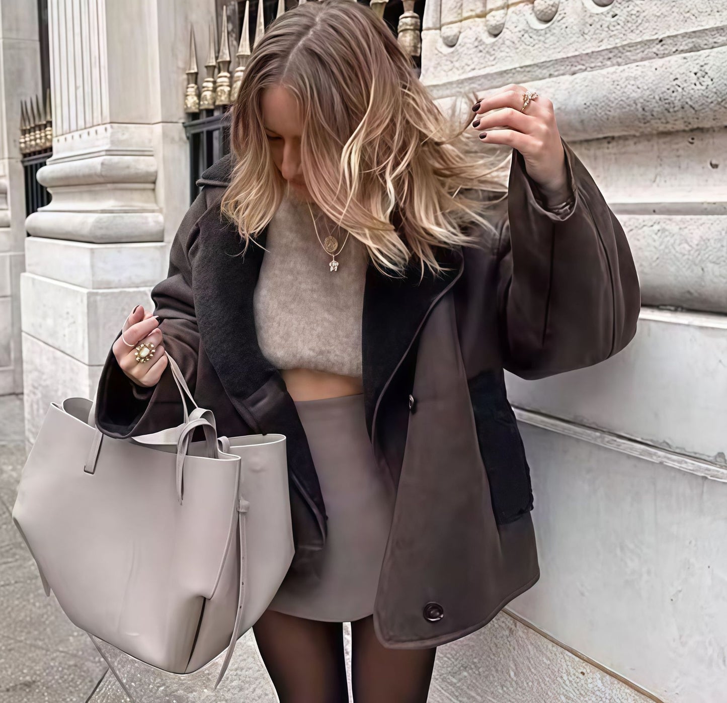 Dames élégante veste oversized avec doublure douce et structure raffinée Chic und Stil