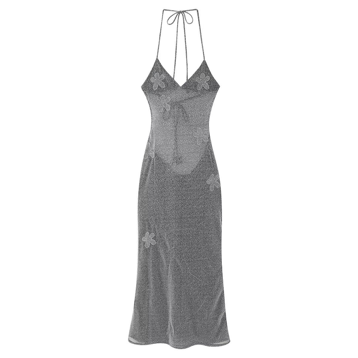 Robe maxi femme avec appliqués floraux et haut à nouer Chic und Stil
