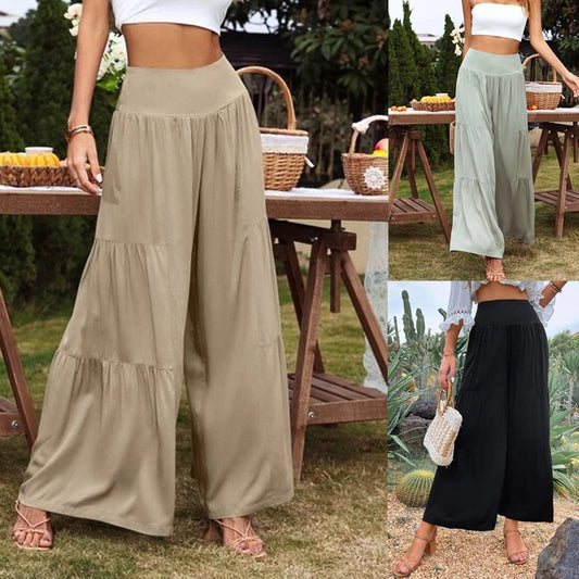 Pantalon d'été ample pour femmes avec taille élastique et coupe fluide Chic und Stil