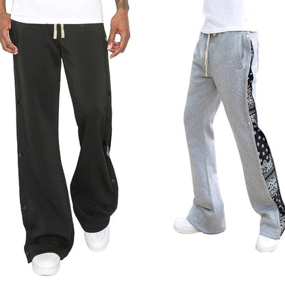 Casual men's jogger pants with side snap button closure and trendy mix of patterns Chic und Stil