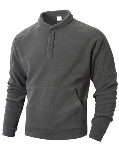 Men's fleece pullover with a stylish high collar and practical buttons Chic und Stil