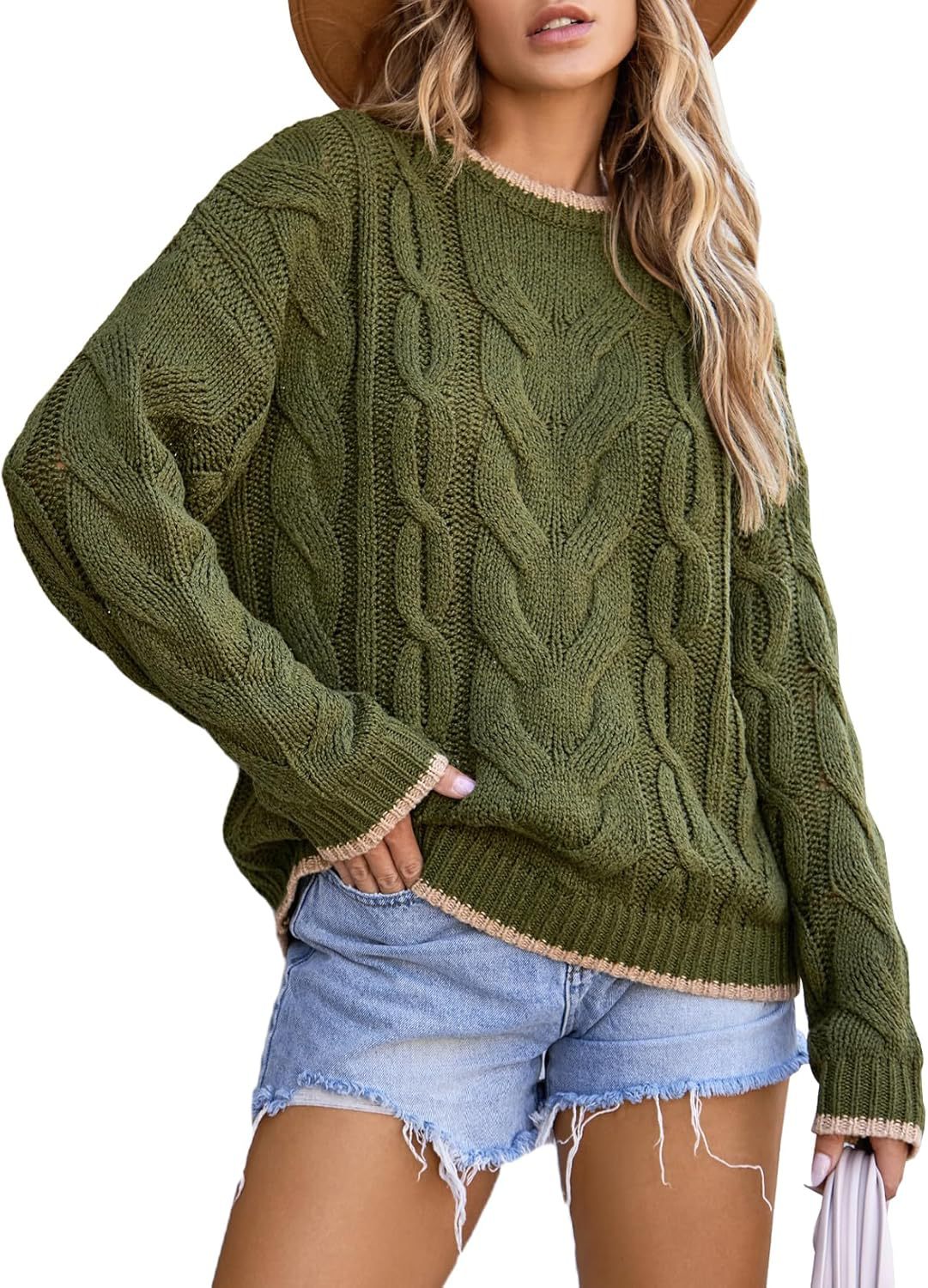 Pull en tricot pour femmes avec un motif de tresse épais Chic und Stil