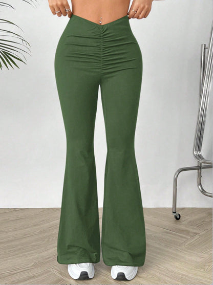 Pantalon bootcut pour dames avec taille haute et fronces Chic und Stil