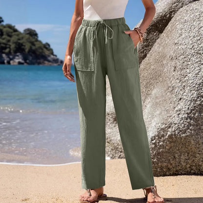 Loose beach pants for women with elastic waistband and practical pockets Chic und Stil
