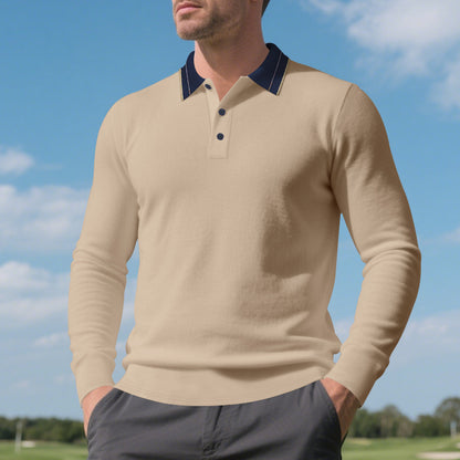 Polo pour homme à manches longues avec col élégant Chic und Stil