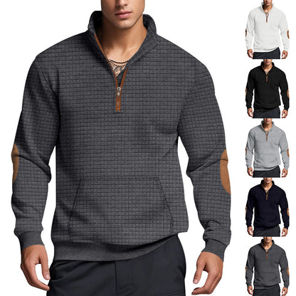 Sporty pullover for men with half-zip closure and textured surface Chic and Style