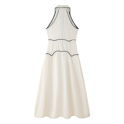 Robe maxi femme avec col élégant et joli design de boutons Chic und Stil