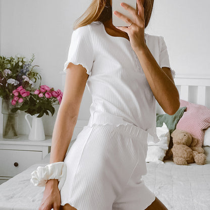 Dames Ensemble court confortable à manches courtes avec structure en rib et matériaux faciles d'entretien Chic und Stil