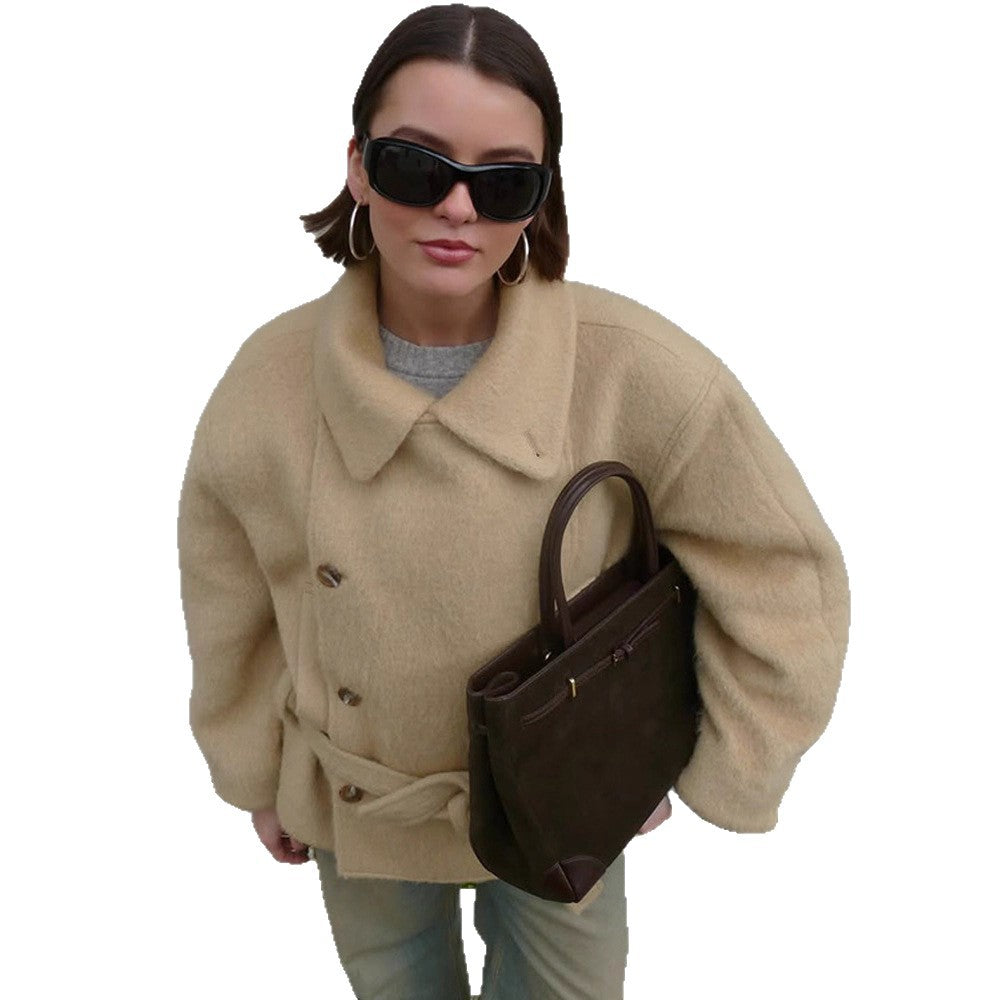 Dames chaude et stylée veste en laine oversized Chic und Stil