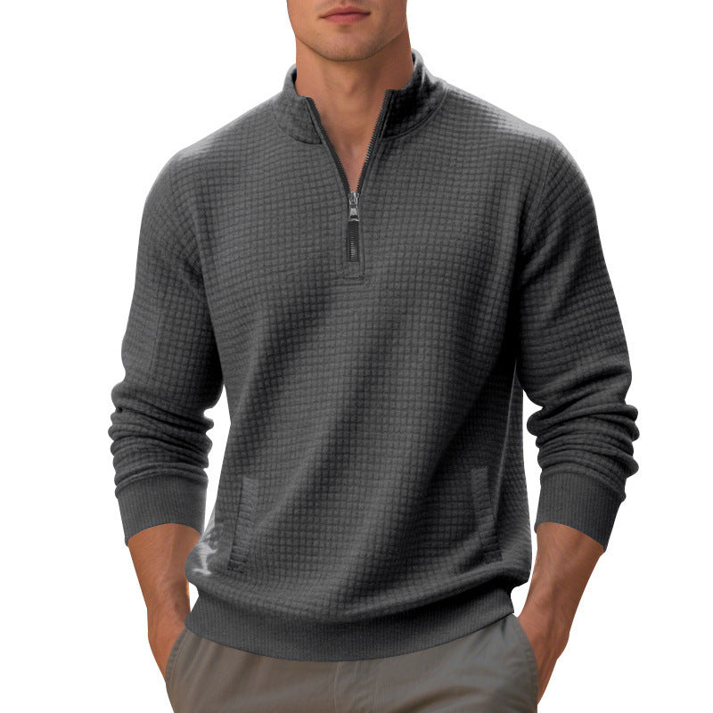 Sporty pullover for men with zipper and textured surface Chic and Style