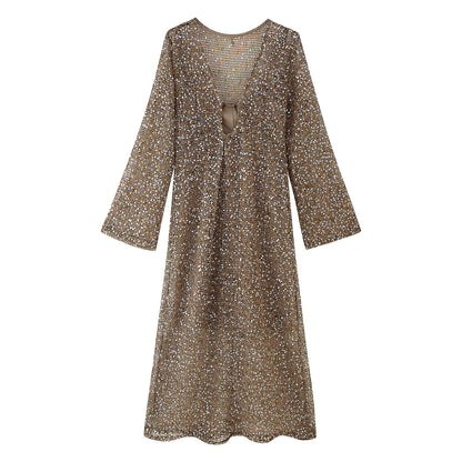 Robe en tricot pour femmes avec décolleté en V et élégant froncement Chic und Stil