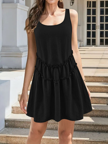 Dames Robe en satin à volants Chic und Stil