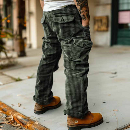 Men's cargo pants with pockets and ribbed texture Chic und Stil