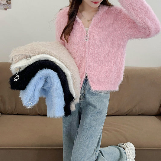 Dames pull-over doux avec capuche et matériau doux Chic und Stil