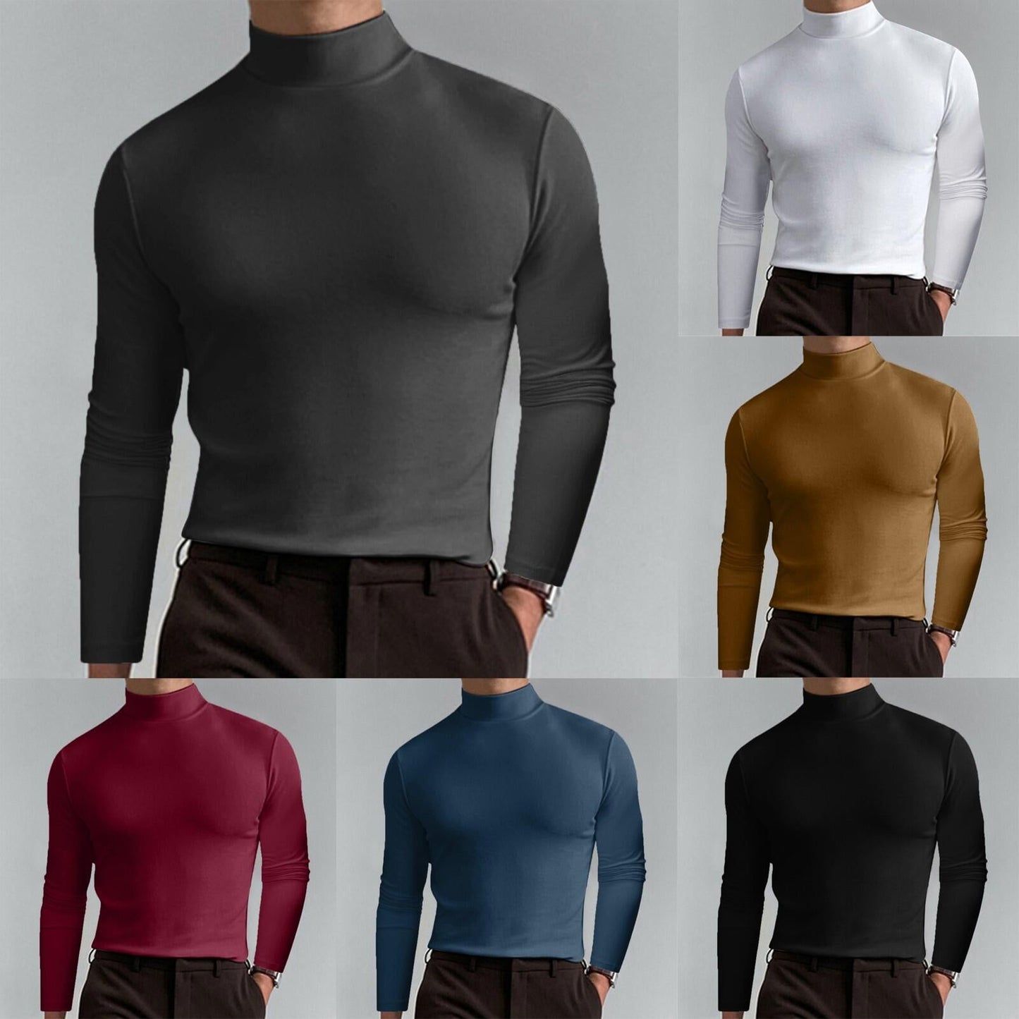 Men's High-Quality Turtleneck Sweater Made Of Fine Cotton Blend Chic und Stil