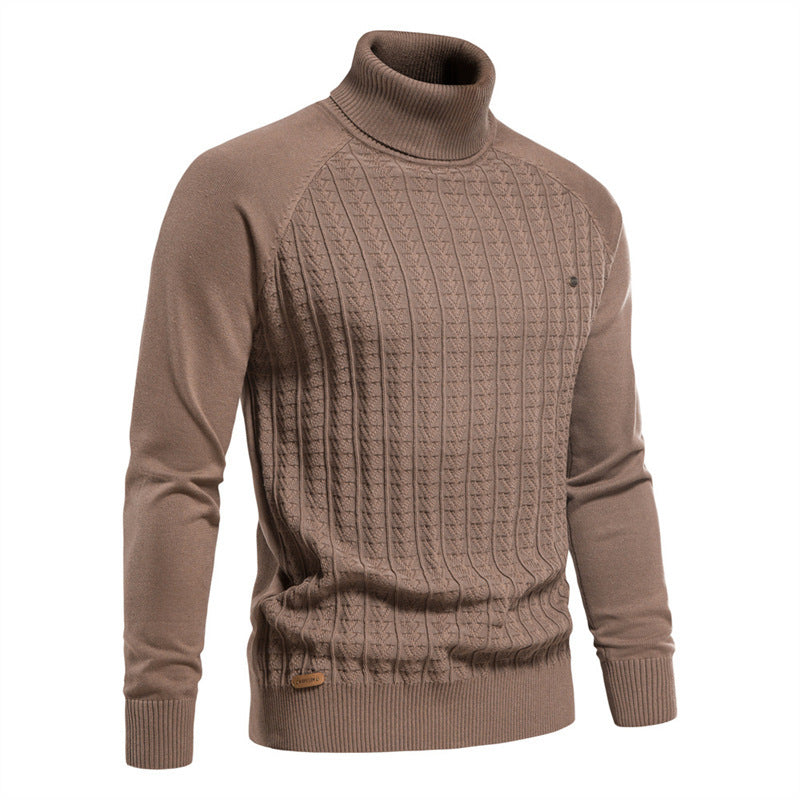 Pull en tricot pour hommes avec col montant tendance et design texturé Chic und Stil
