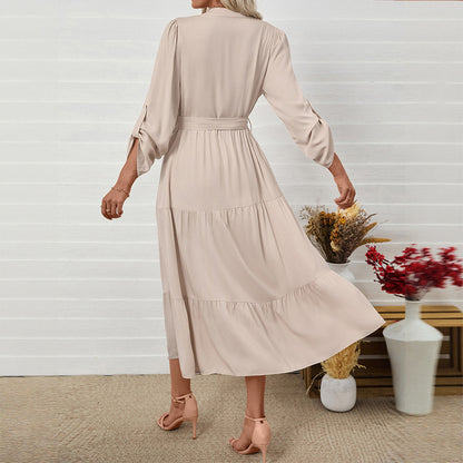 Robe maxi femme avec volants flottants et ceinture cintrée Chic und Stil