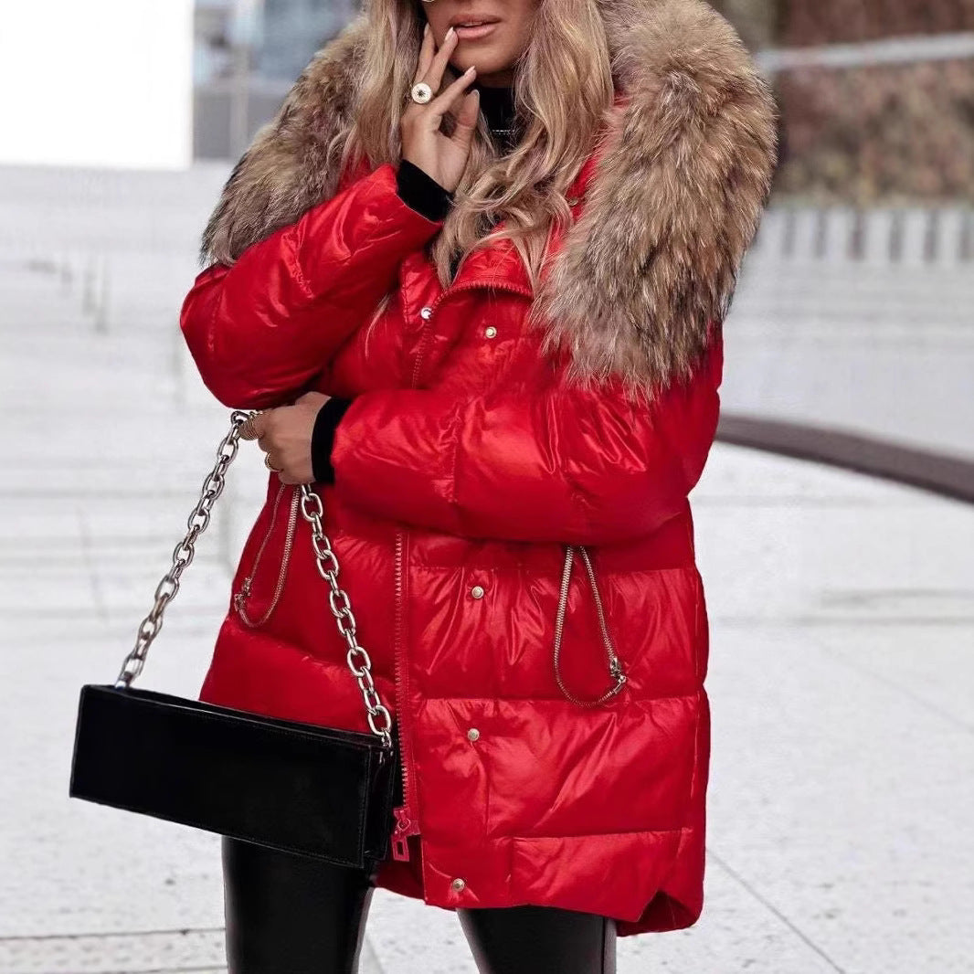 Dames doudoune d'hiver avec capuche amovible et col en fourrure luxueuse Chic und Stil