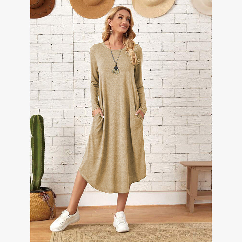 Robe longue décontractée à manches longues pour femmes avec poches pratiques Chic und Stil