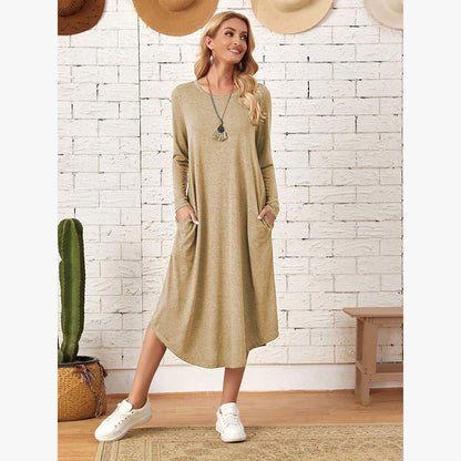 Robe longue décontractée à manches longues pour femmes avec poches pratiques Chic und Stil