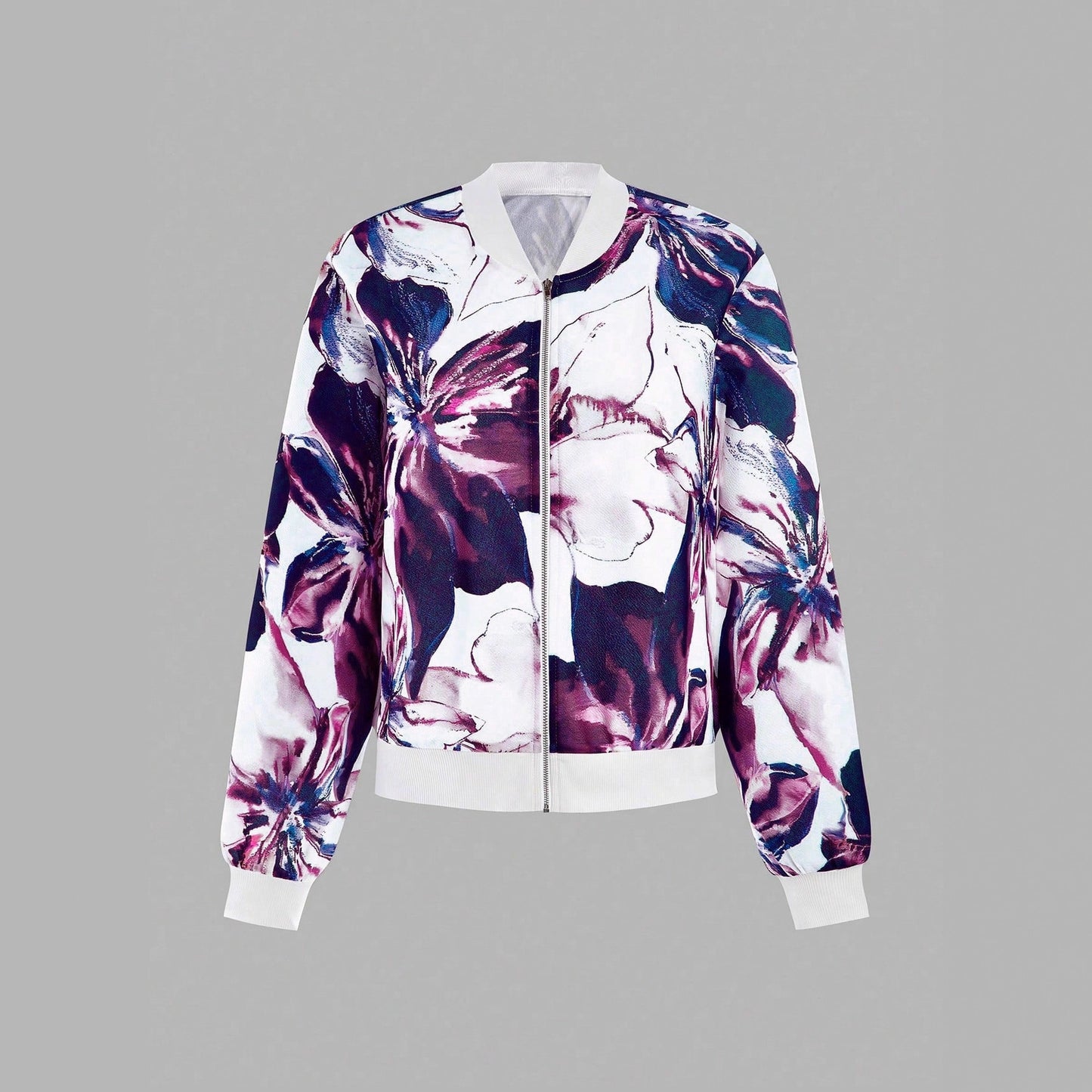 Veste bomber à motif floral pour femmes avec taille élastique Chic und Stil