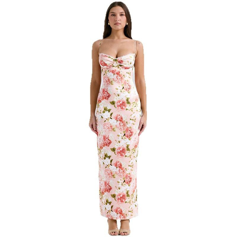 Dames Élégant Floral Bodycon Maxi Robe Chic und Stil 1751348894