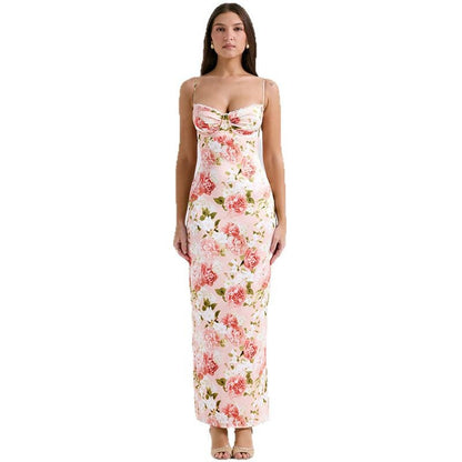 Dames Élégant Floral Bodycon Maxi Robe Chic und Stil 1751348894