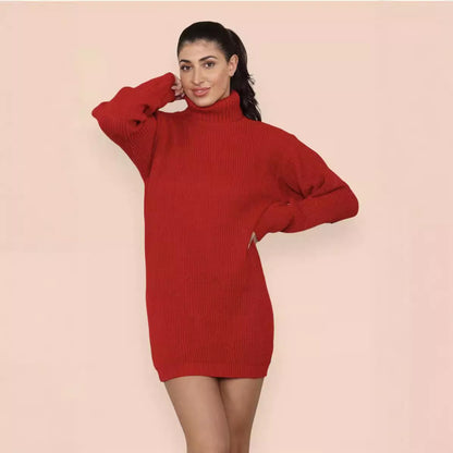 Robe en tricot pour femmes avec col montant et motif en mailles structuré Chic und Stil