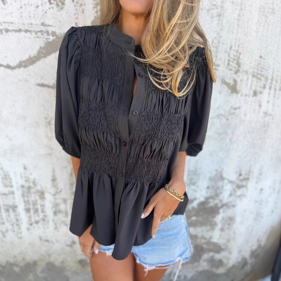 Blouse femme avec fronces et boutonnière Chic und Stil