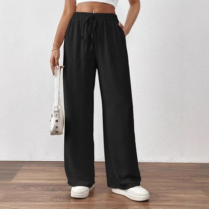 Wide Palazzo pants for women with elastic waistband and adjustable tie cord Chic and Style
