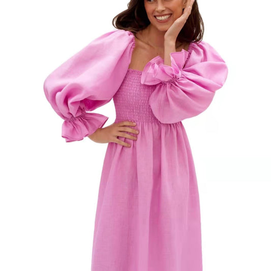 Robe maxi pour femmes avec des manches bouffantes volumineuses et un haut élastique Chic und Stil
