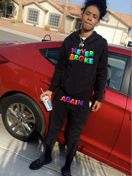 Chic and Style Women's Sport Hoodie and Jogging Pants Set with Creative Text Design