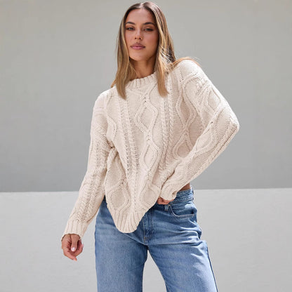 Pull en tricots épais pour femmes avec motif ondulé et coupe ample Chic und Stil