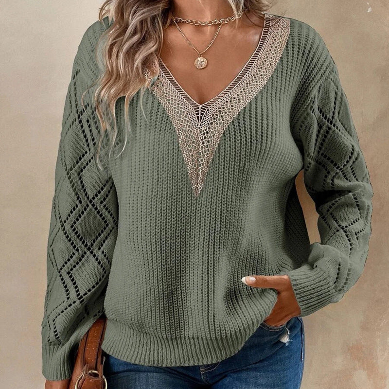 Pull en tricot pour femmes avec un décolleté en crochet raffiné Chic und Stil