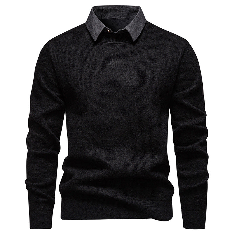 Pull en maille fine pour homme avec design de col moderne Chic und Stil