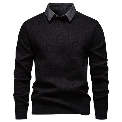 Pull en maille fine pour homme avec design de col moderne Chic und Stil