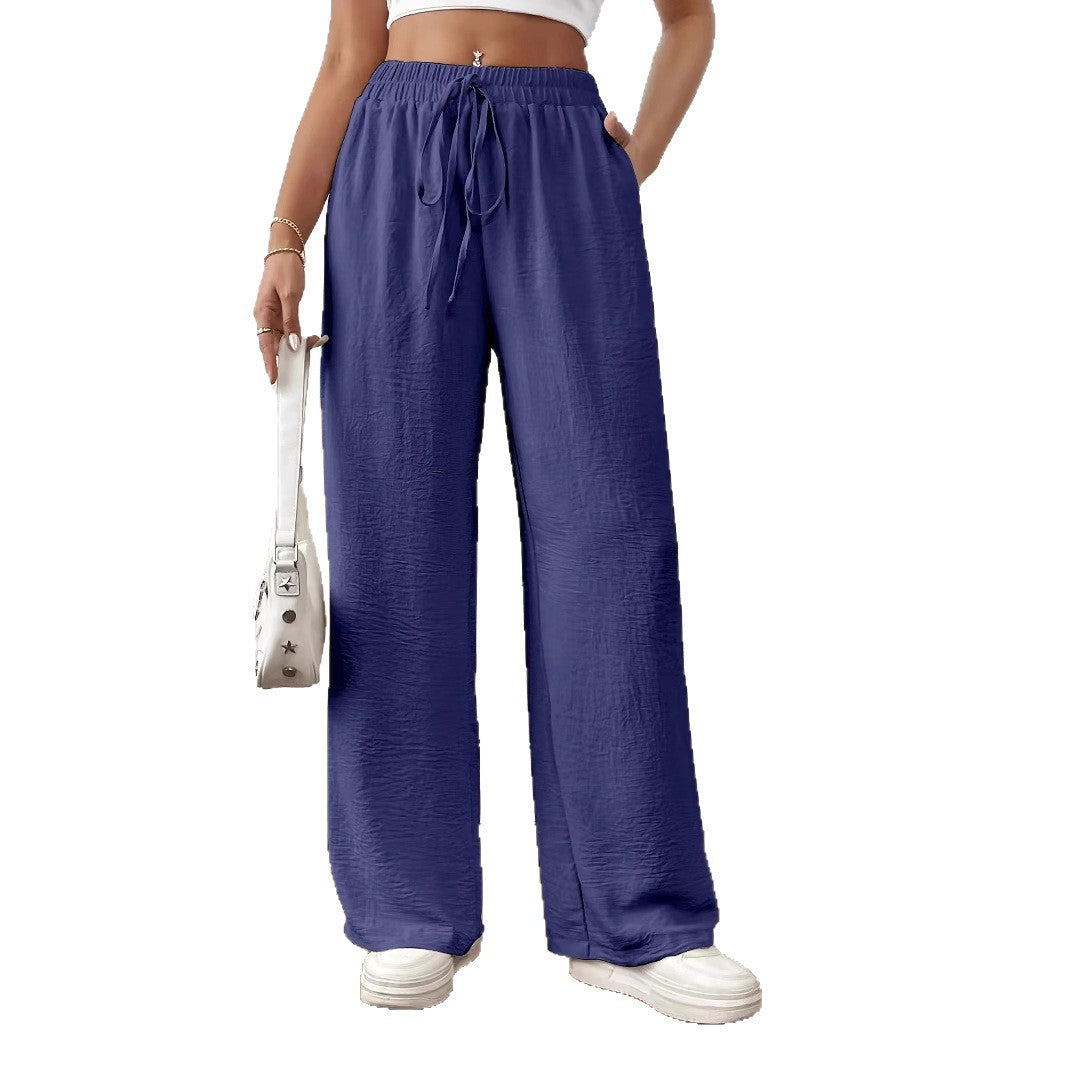 Wide Palazzo pants for women with elastic waistband and adjustable tie cord Chic and Style