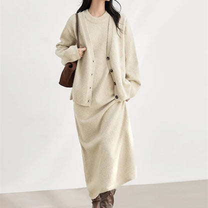 Robe en tricot pour femmes avec patte de boutonnage décontractée Chic und Stil