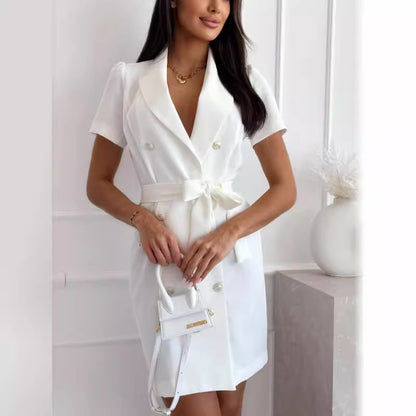 Chic and Stylish Women's Double-Breasted Fitted Shirt Dress