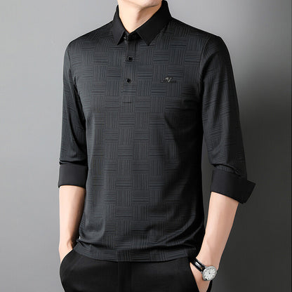 Chemise polo à manches longues pour hommes avec design texturé Chic und Stil