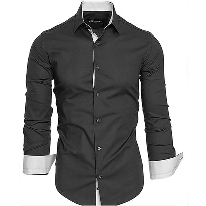 Chemise élégante à manches longues pour homme avec des poignets contrastants Chic und Stil