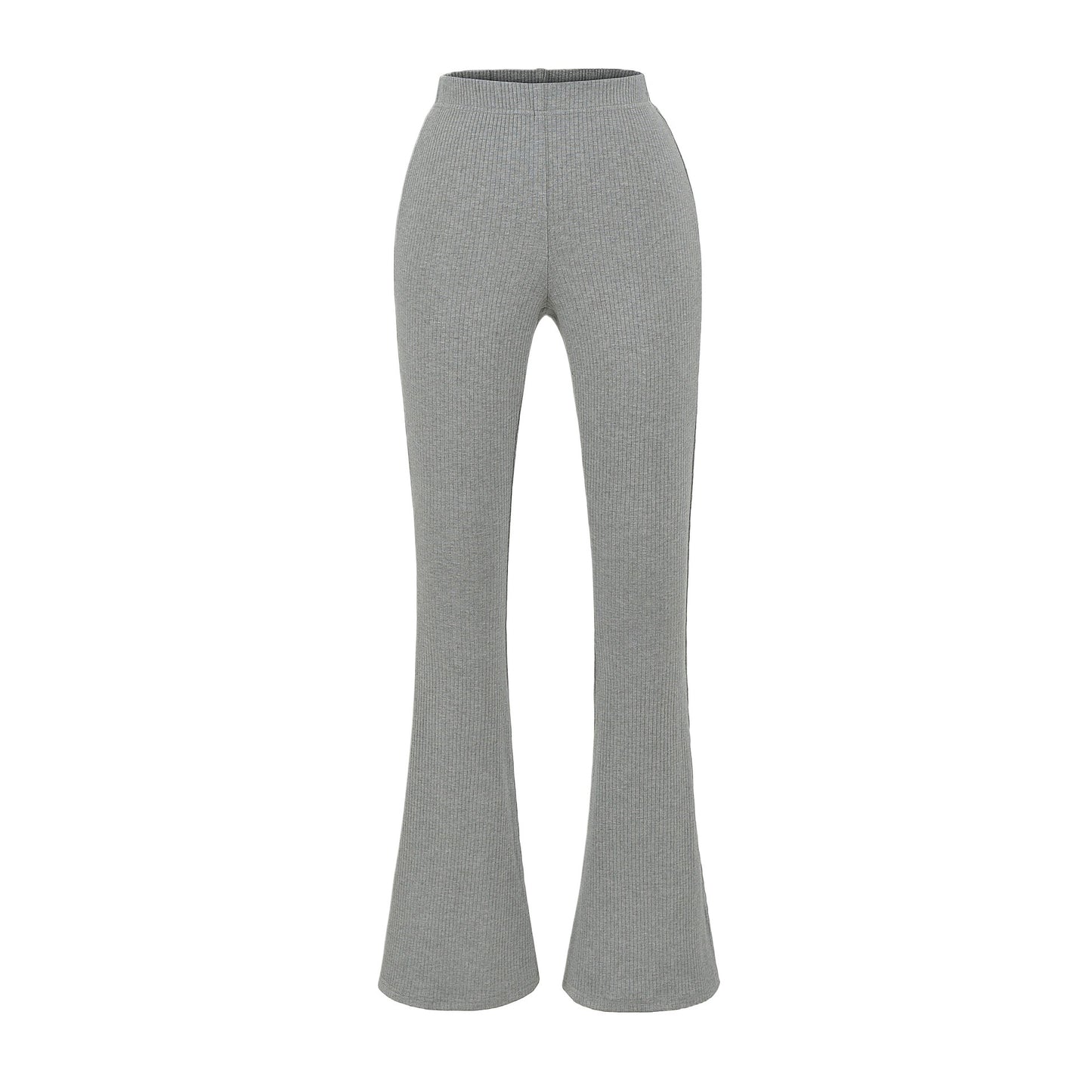 Elegant flared pants for women with a high waist and fine rib design Chic and Style