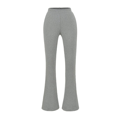 Elegant flared pants for women with a high waist and fine rib design Chic and Style