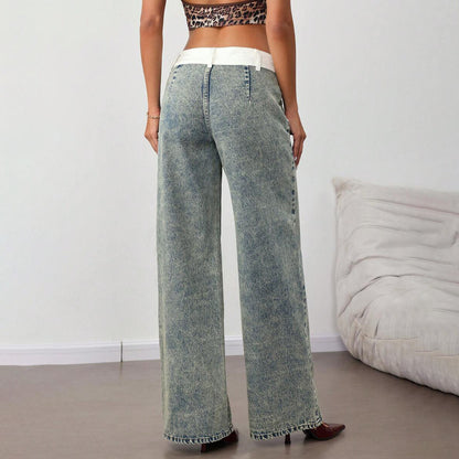 Ladies Flared Denim Pants with Innovative Belt Chic and Style