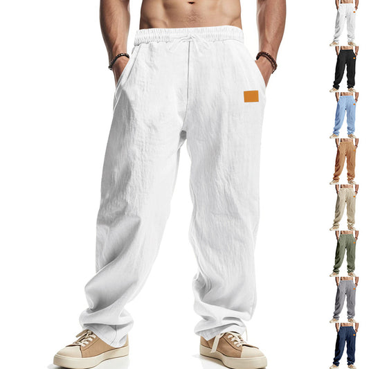 Linen pants for men with a relaxed fit featuring an adjustable drawstring and practical side pockets Chic and Style