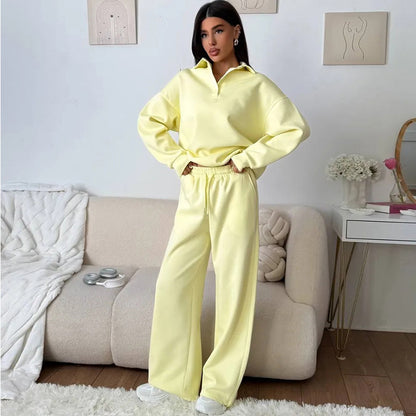 Ladies comfortable polo and wide pants set Chic and Style