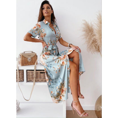 Robe chemise midi à imprimé floral pour femmes Chic und Stil