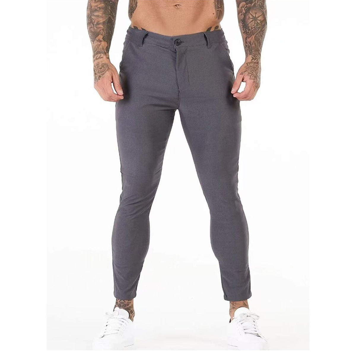 Elegant and comfortable slim fit pants for men with elastic waist and functional pockets Chic and Style